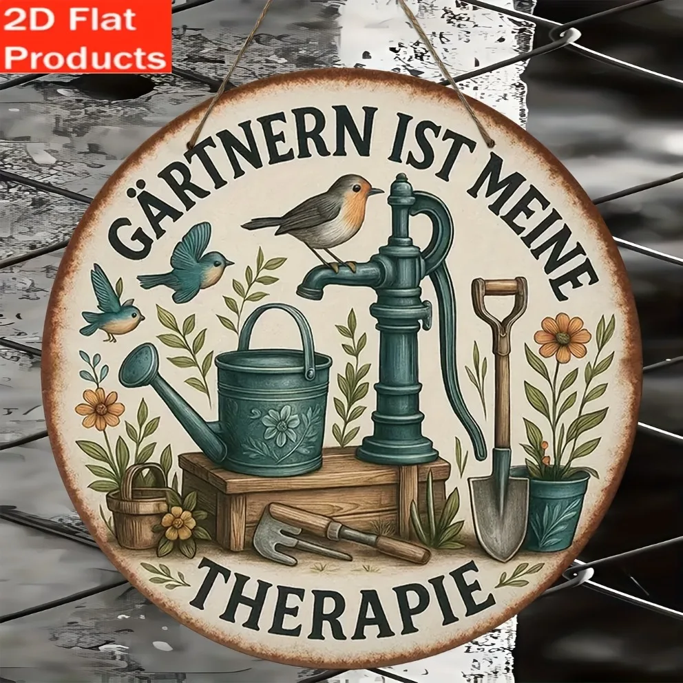 Gardening Tools German - 2D Flat: 1 Vintage-Gartenschild, deutsches Zitat,