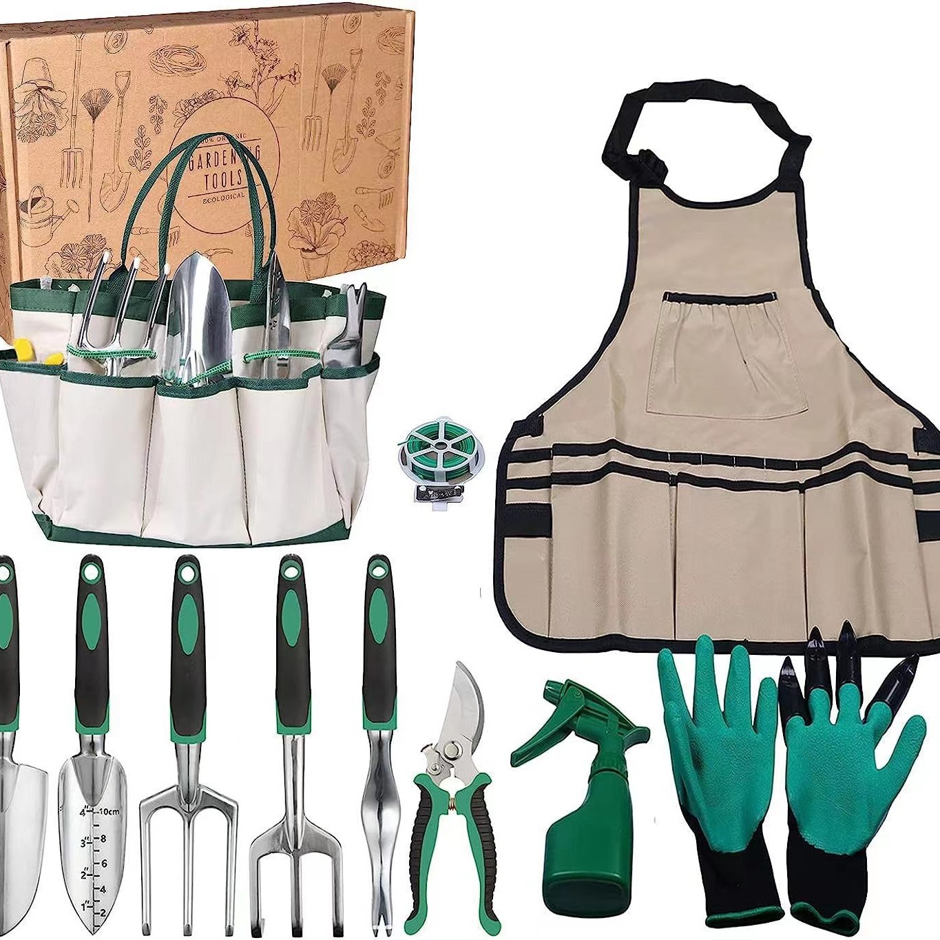Gardening Tools Gifts - 11-teiliges Gartenwerkzeug-Set aus Aluminiumlegierung und Edelstahl